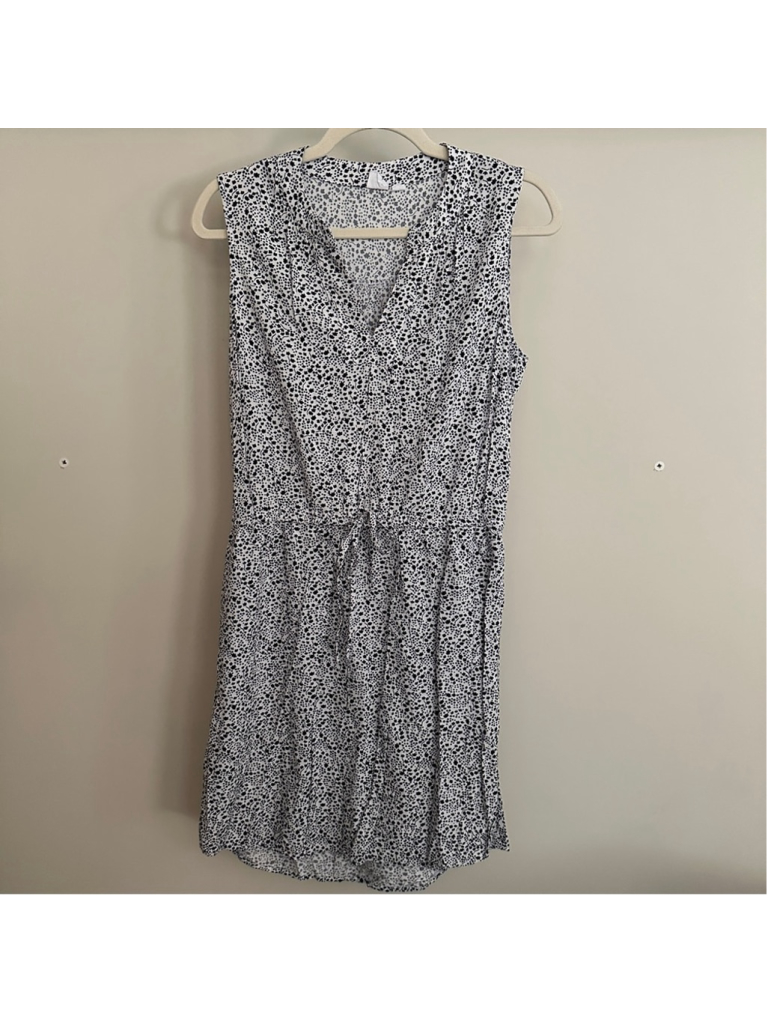 Gap Womens Black White Midi Sundress Cinch Waist Sleeveless Size S